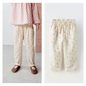 NWT Zara organic cotton blend floral pants 1.5Y (12-18M)